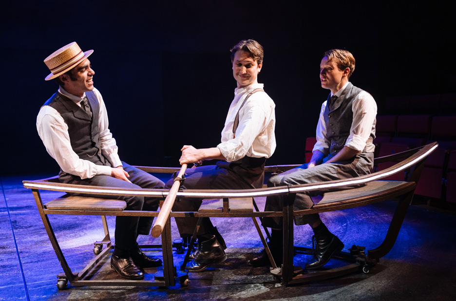 Seamus Dillane as Pollard, Ben Lloyd-Hughes as Jackons and Matthew Tennyson as Housman in The Invention of Love by Tom Stoppard at the Hampstead Theatre (Credit Helen Murray)