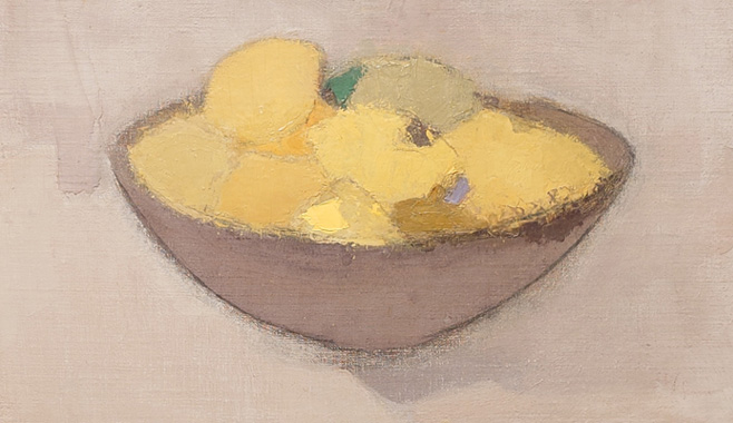 Helene Schjerfbeck, Lemons in a wooden bowl, 1944