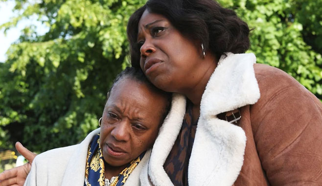 Marianne Jean-Baptiste with Michele Austin in Mike Leigh's Hard Truths