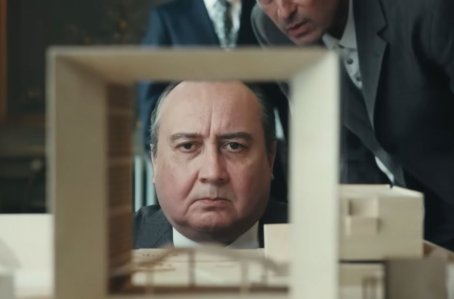 Michel Fau as Mitterrand in The Great Arch (2025) by Stéphane Demoustier