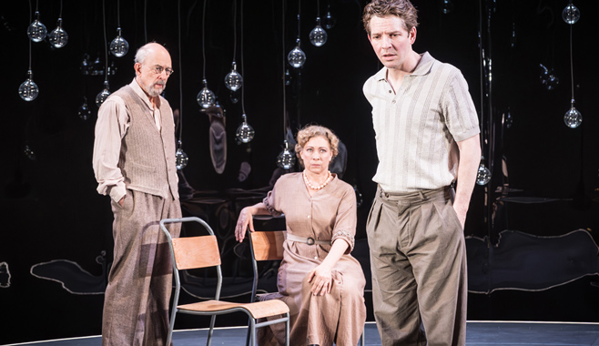 Richard Schiff, Alex Kinston and Damien Molony in Michael Frayn’s Copenhagen, Hampstead Theatre (Credit Marc Brenner)